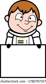 Cartoon Astronaut Showing Blank Board