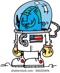 Cartoon astronaut sketch-style