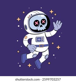Cartoon astronaut with skull face