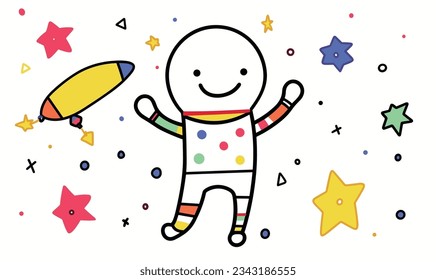 Cartoon Astronaut and Small Animal Illustration Poster Design