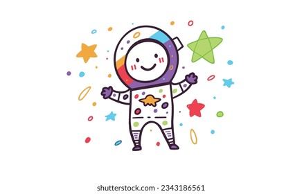 Cartoon Astronaut and Small Animal Illustration Poster Design