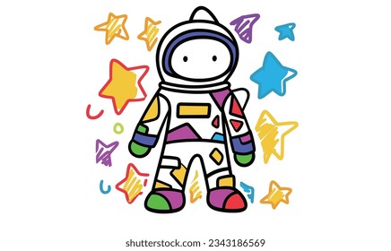 Cartoon Astronaut and Small Animal Illustration Poster Design