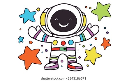 Cartoon Astronaut and Small Animal Illustration Poster Design