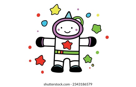 Cartoon Astronaut and Small Animal Illustration Poster Design