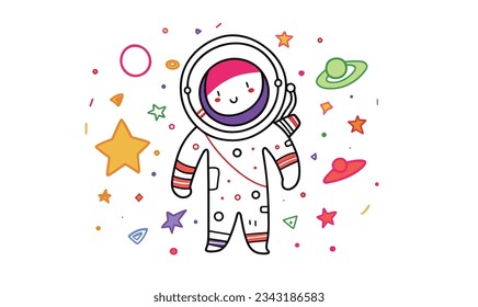 Cartoon Astronaut and Small Animal Illustration Poster Design