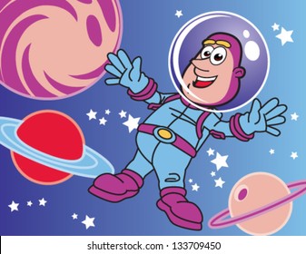 Cartoon Astronaut In Space