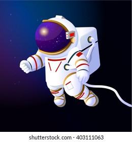 Cartoon astronaut in space. Astronaut in space. Astronaut in a spacesuit.
