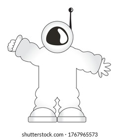 Cartoon astronaut in a spacesuit. Vector illustration