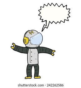 cartoon astronaut with speech bubble