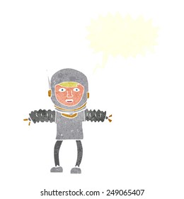 astronauta de caricatura con burbuja de habla