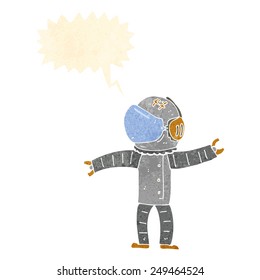 astronauta de caricatura con burbuja de habla