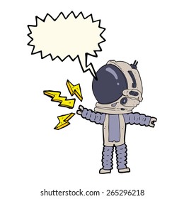 astronauta de caricatura con burbuja de habla