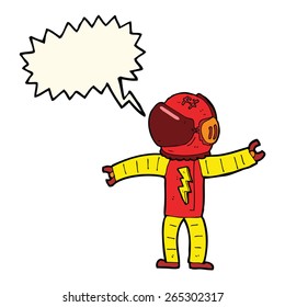 cartoon astronaut with speech bubble