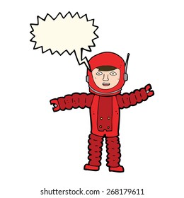 cartoon astronaut with speech bubble