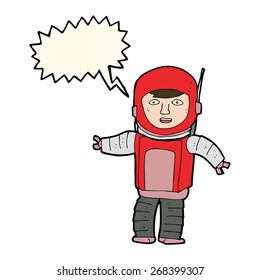 astronauta de caricatura con burbuja de habla