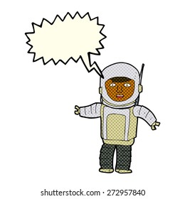 cartoon astronaut with speech bubble