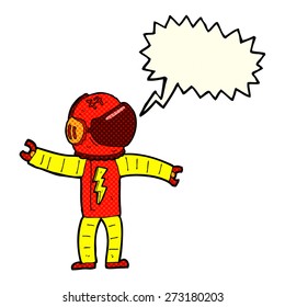 cartoon astronaut with speech bubble