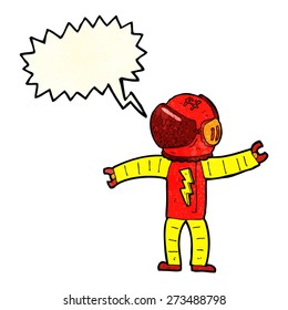 cartoon astronaut with speech bubble