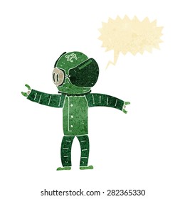 cartoon astronaut with speech bubble