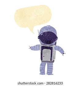 astronauta de caricatura con burbuja de habla