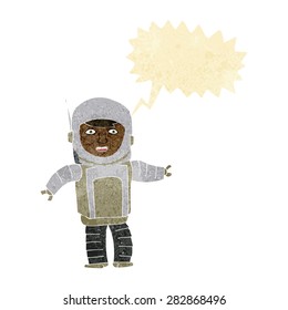 cartoon astronaut with speech bubble