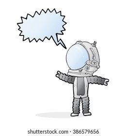 Cartoon-Astronautin mit Sprachblase