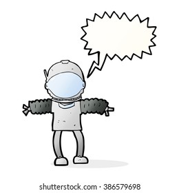 cartoon astronaut with speech bubble