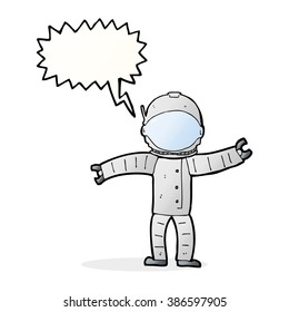 astronauta de caricatura con burbuja de habla
