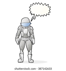 Cartoon-Astronautin mit Sprachblase