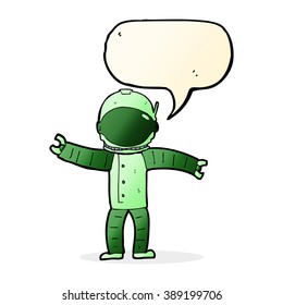 astronauta de caricatura con burbuja de habla