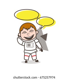 Cartoon Astronaut with Speech Bubble Vector Illustration