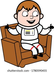 Cartoon Astronaut spricht auf Sofa