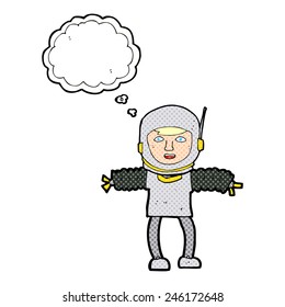cartoon astronaut with thought bubble
