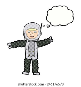 cartoon astronaut with thought bubble