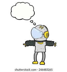 cartoon astronaut with thought bubble