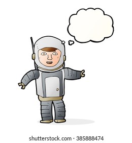 astronauta de dibujos animados con burbuja de pensamientos