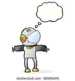 cartoon astronaut with thought bubble