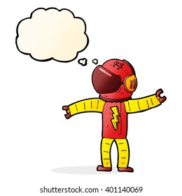 cartoon astronaut with thought bubble