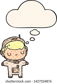 cartoon astronaut with thought bubble in comic book style