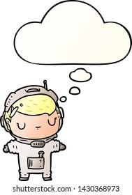 cartoon astronaut with thought bubble in smooth gradient style
