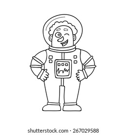 Cartoon astronaut. Vector illustration in doodle style. 