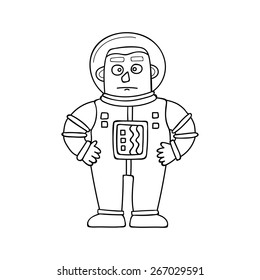 Cartoon astronaut. Vector illustration in doodle style. 