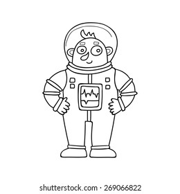 Cartoon astronaut. Vector illustration in doodle style. 