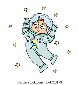 Cartoon astronaut. Vector illustration in doodle style. 