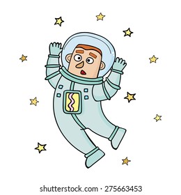Cartoon astronaut. Vector illustration in doodle style. 