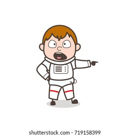 Cartoon Astronaut Very Rudely Giving an Order Vector Illustration