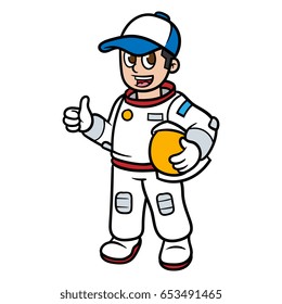 Cartoon Astronaut Wearing a Hat Vector Illustration