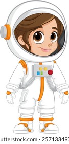 Cartoon astronaut in a white space suit