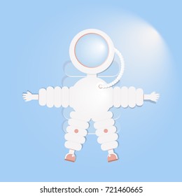 Cartoon astronaut in white spacesuit.Pose of spaceman.