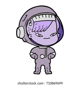 cartoon astronaut woman